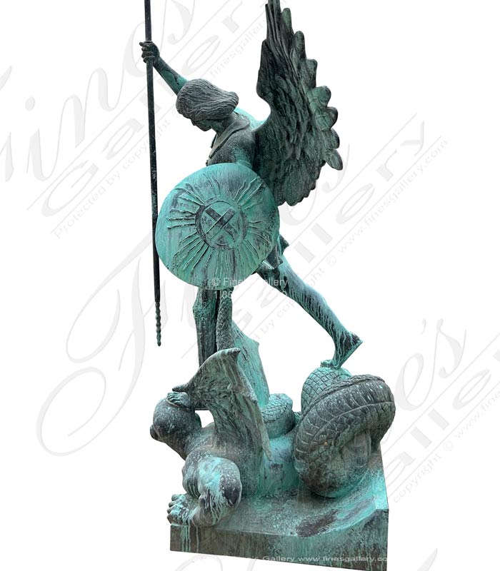 Bronze Statues  - St Michael In Patina Bronze Finish - BS-1706