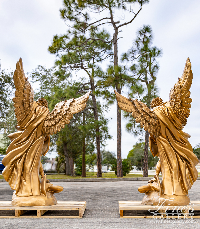 Bronze Statues  - Left And Right Archangel St Michael In Gold Gilt Bronze - BS-1771