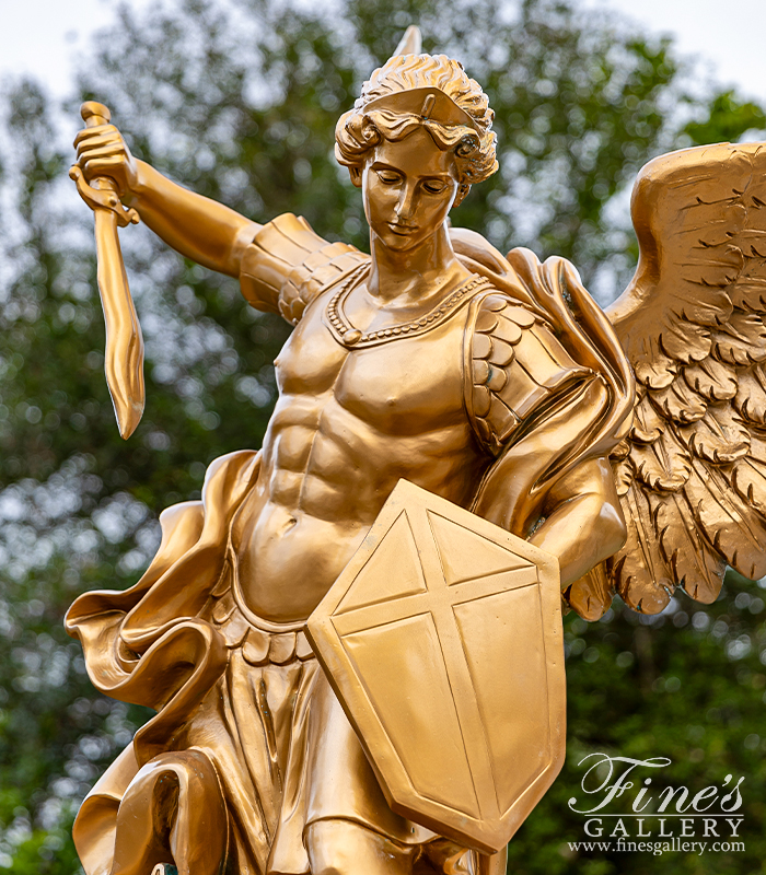 Bronze Statues  - Left And Right Archangel St Michael In Gold Gilt Bronze - BS-1771