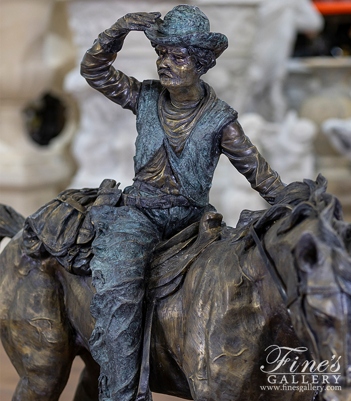 Search Result For Bronze Statues  - Oversized Remington Style Bronze Cowboy With Horse Statue - BS-232