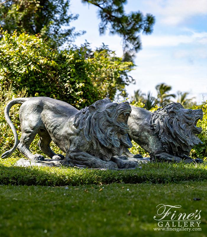 Bronze Statues  - Guardian Lion Statues In Museum Quality Bronze - BS-361