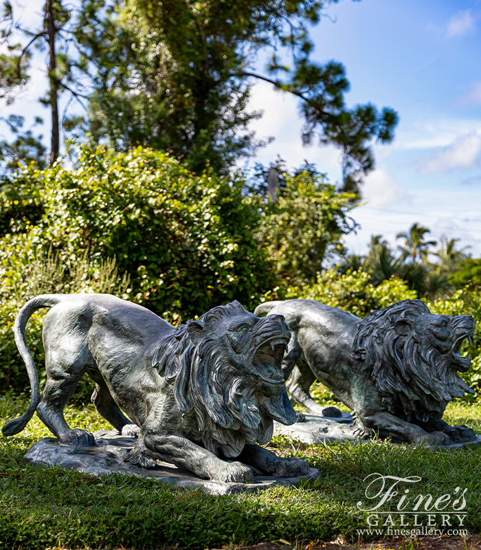 Bronze Statues  - Guardian Lion Statues In Museum Quality Bronze - BS-361