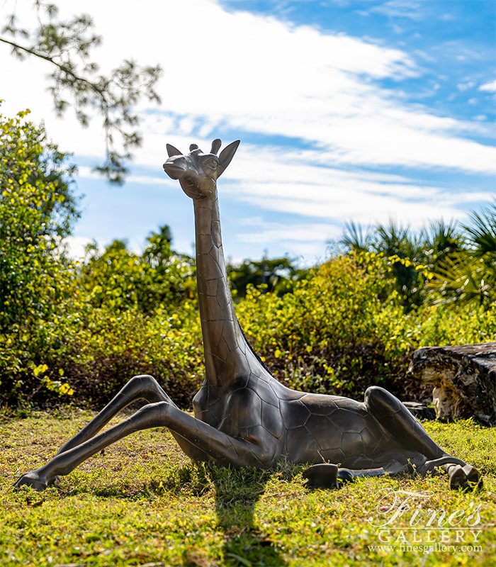 Bronze Statues  - Resting Giraffe Statue In Bronze - BS-453