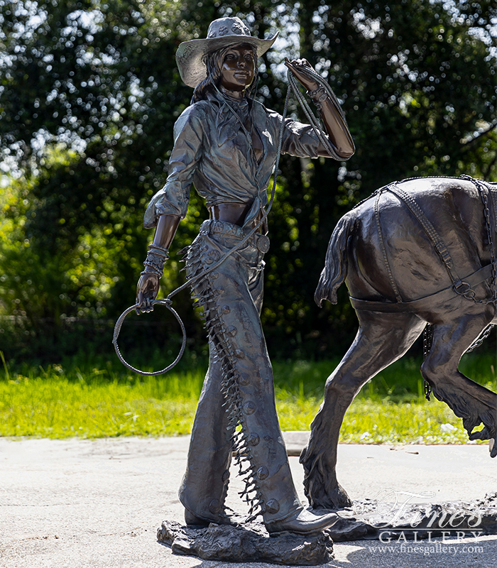 Search Result For Bronze Statues  - A Vintage Cowgirl Statue  - BS-630