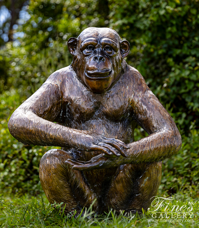 Bronze Statues  - Playful Chimpanzees Bronze Statue Pair - BS-661