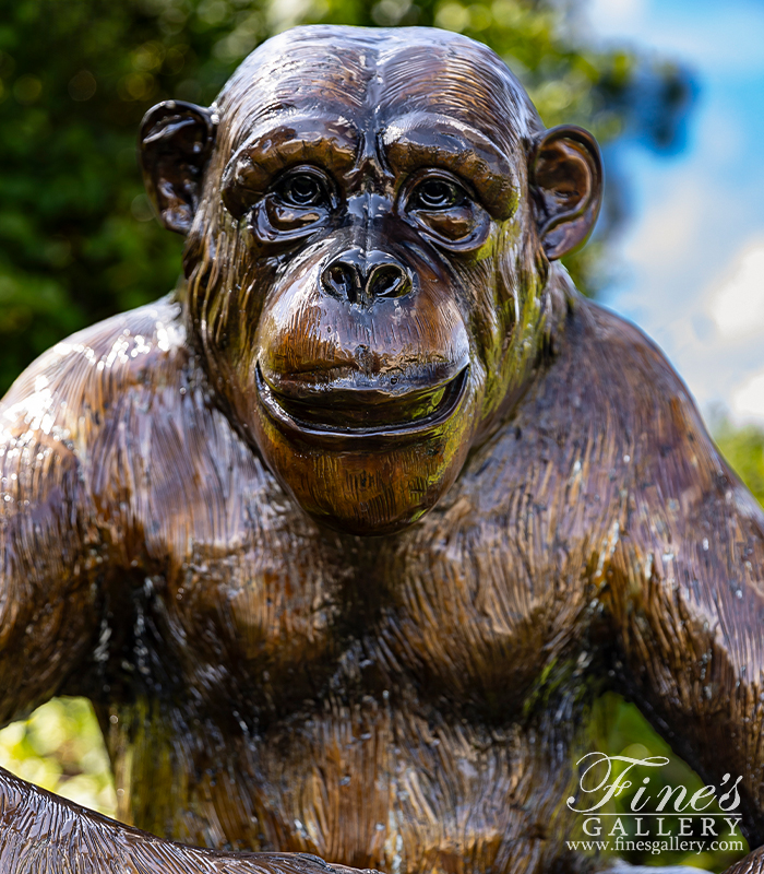 Bronze Statues  - Playful Chimpanzees Bronze Statue Pair - BS-661