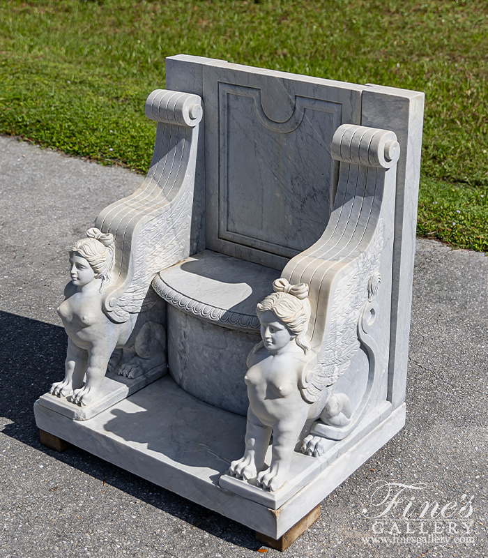 Marble Benches  - Carrara Sphinx Marble Bench - MBE-342