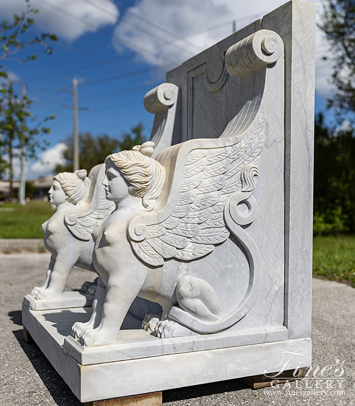 Marble Benches  - Carrara Sphinx Marble Bench - MBE-342