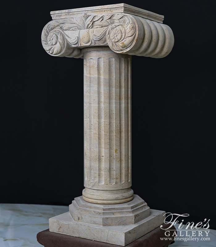 Marble Bases  - 39 Inch Fluted Ionic Marble Pedestal - MBS-082