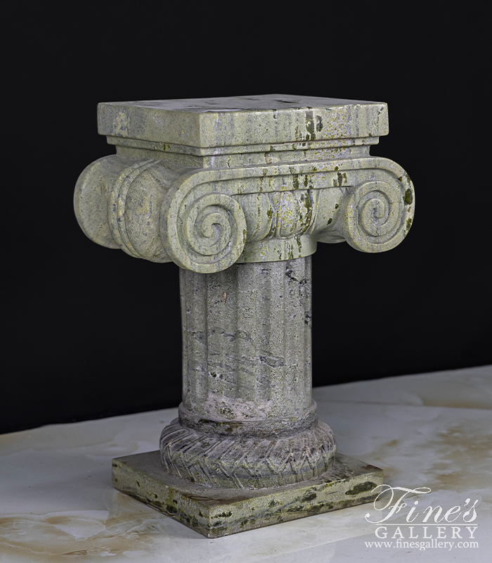 Marble Bases  - 20 Inch Pedestal In A Light Verde Green Marble - MBS-101