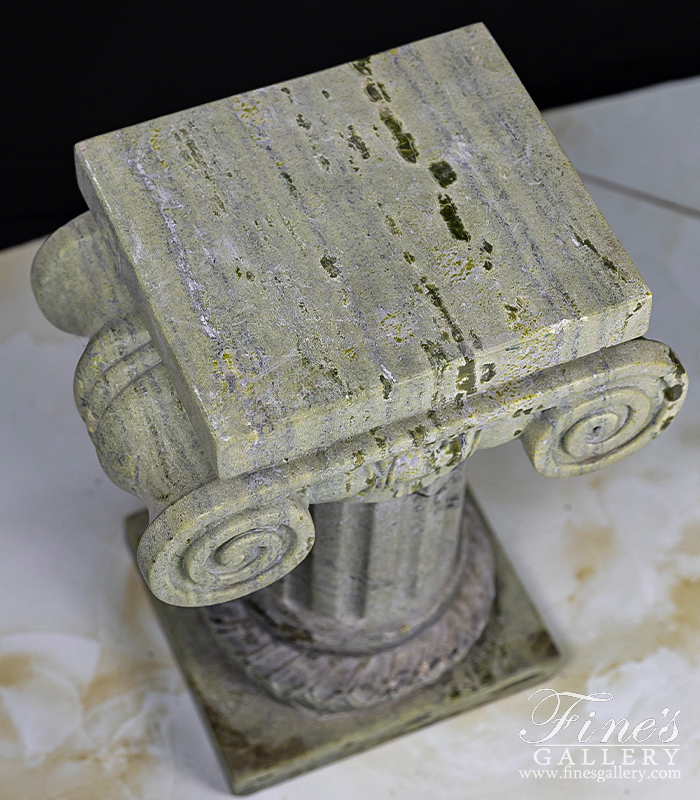 Marble Bases  - 20 Inch Pedestal In A Light Verde Green Marble - MBS-101
