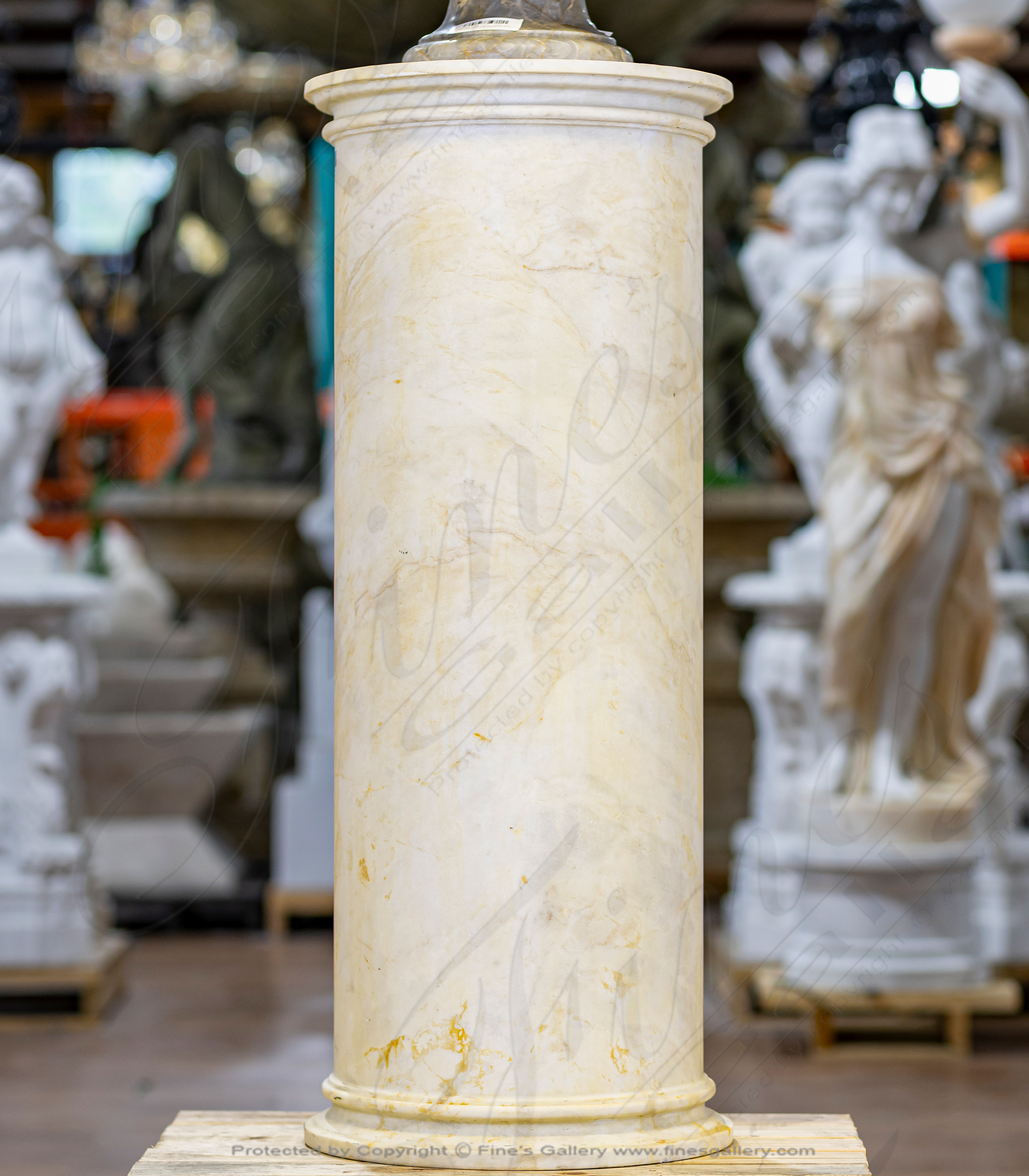 Marble Bases  - Oversized Pedestal In Antique White Marble - MBS-185