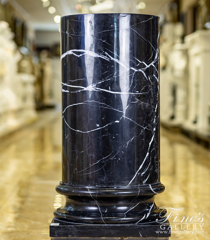 Marble Bases  - Nero Marquina Black Marble Pedestal - MBS-228