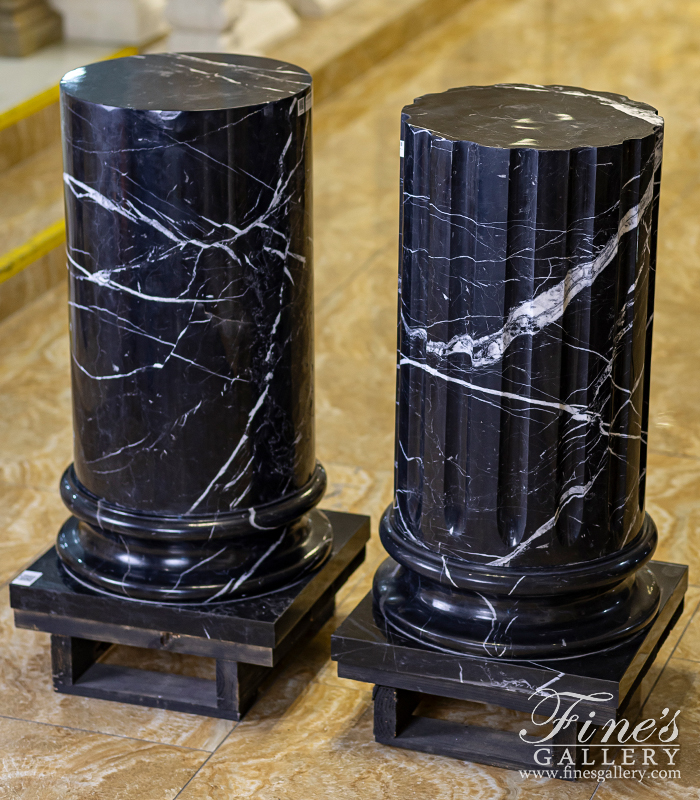 Marble Bases  - Nero Marquina Black Marble Pedestal - MBS-228