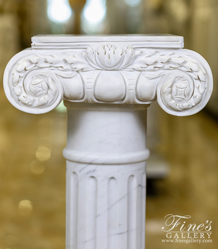Marble Bases  - Ionic Pedestal In Statuary Marble - MBS-335