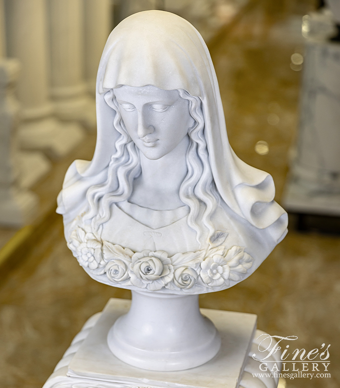 Marble Statues  - Holy Mother Bust In Statuary Marble - MBT-472
