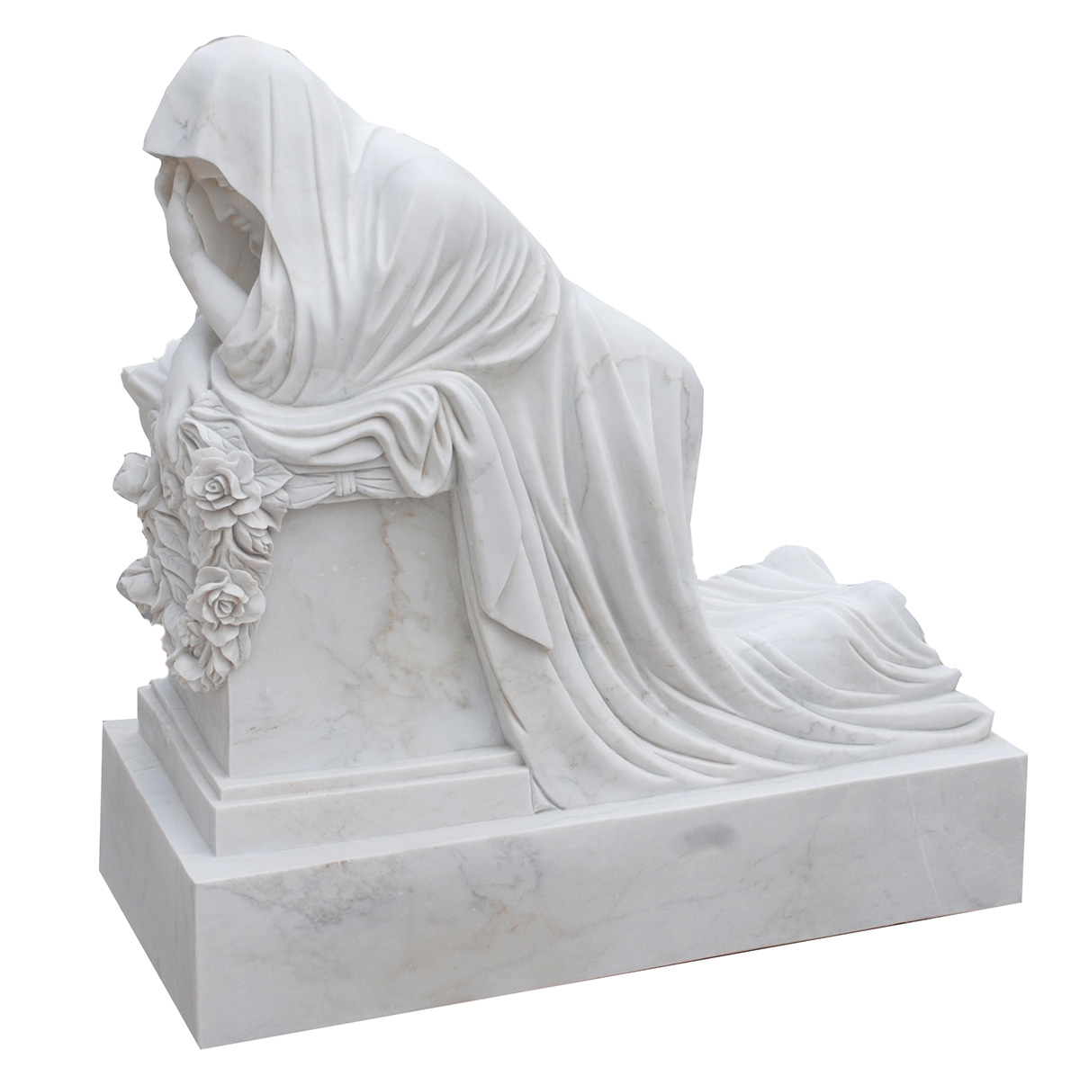 Marble Memorials - Veiled Female/Floral Marble Memorial - MEM-178 ...