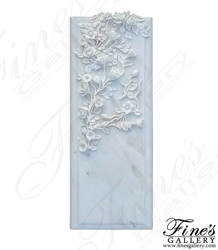 Marble Memorials  - Vine And Rose Themed Ledger In Marble - MEM-540