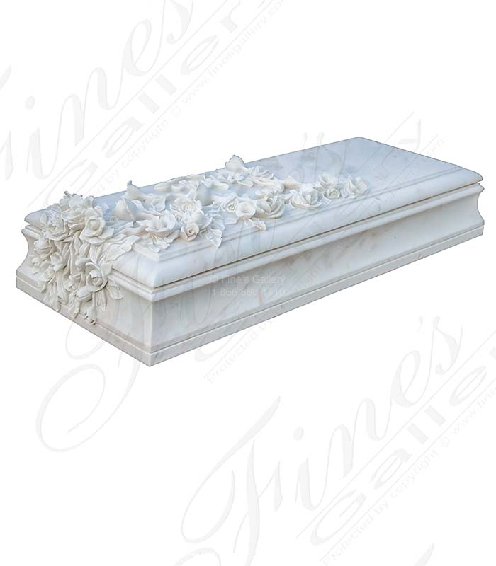 Marble Memorials  - Vine And Rose Themed Ledger In Marble - MEM-540