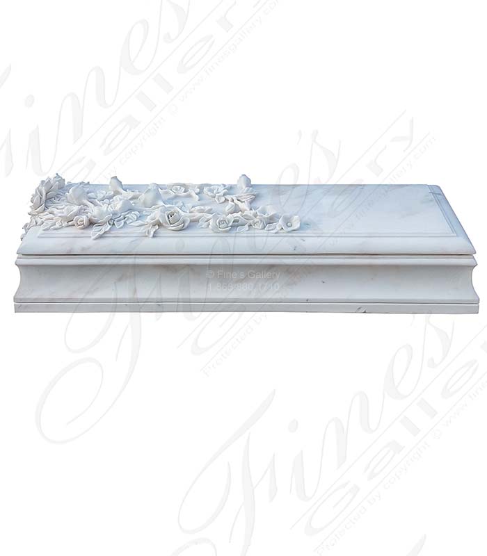 Marble Memorials  - Vine And Rose Themed Ledger In Marble - MEM-540