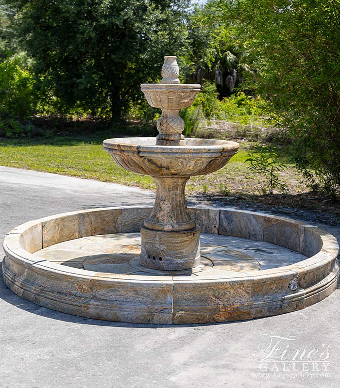 Marble Fountains  - Two Tiered Fountain In Solid Granite - MF-1706