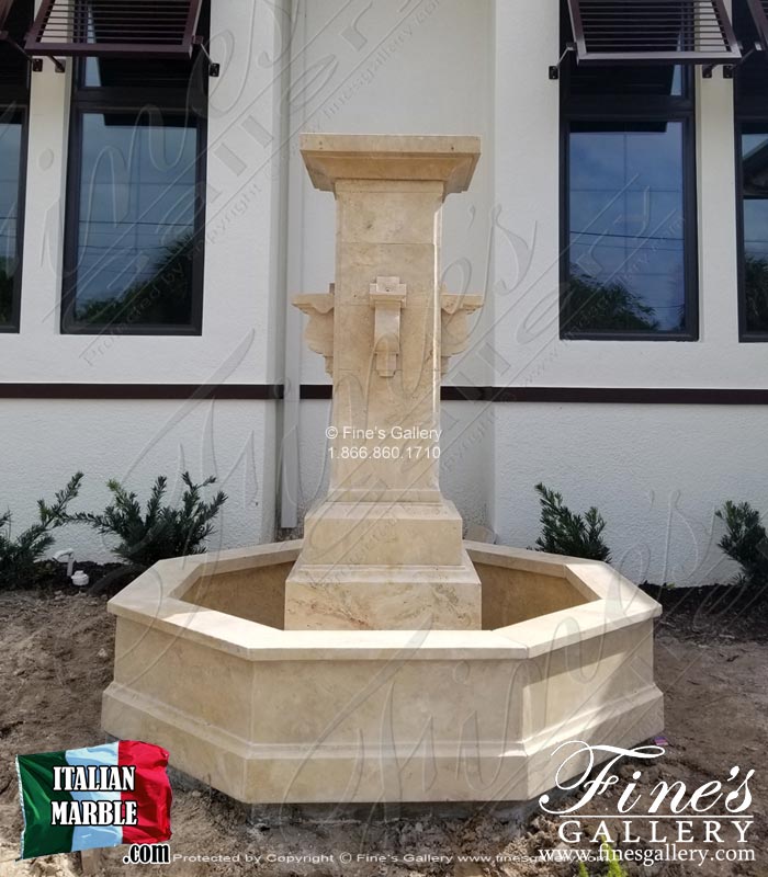 Search Result For Marble Fountains  - Contemporary Coastal Fountain In Light Travertine - MF-1718