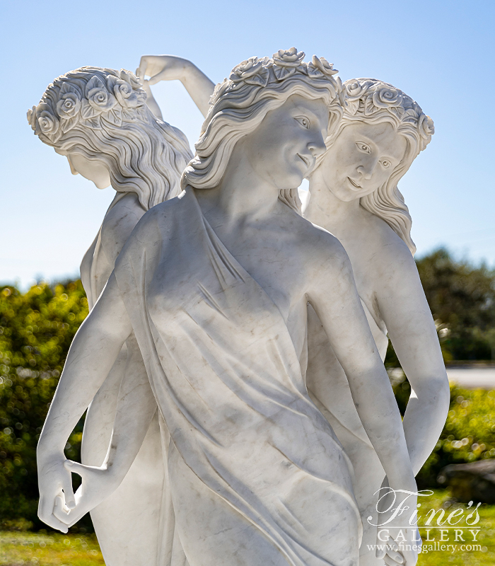 Search Result For Marble Fountains  - Graceful Beauties Fountain In Statuary Marble  - MF-1791