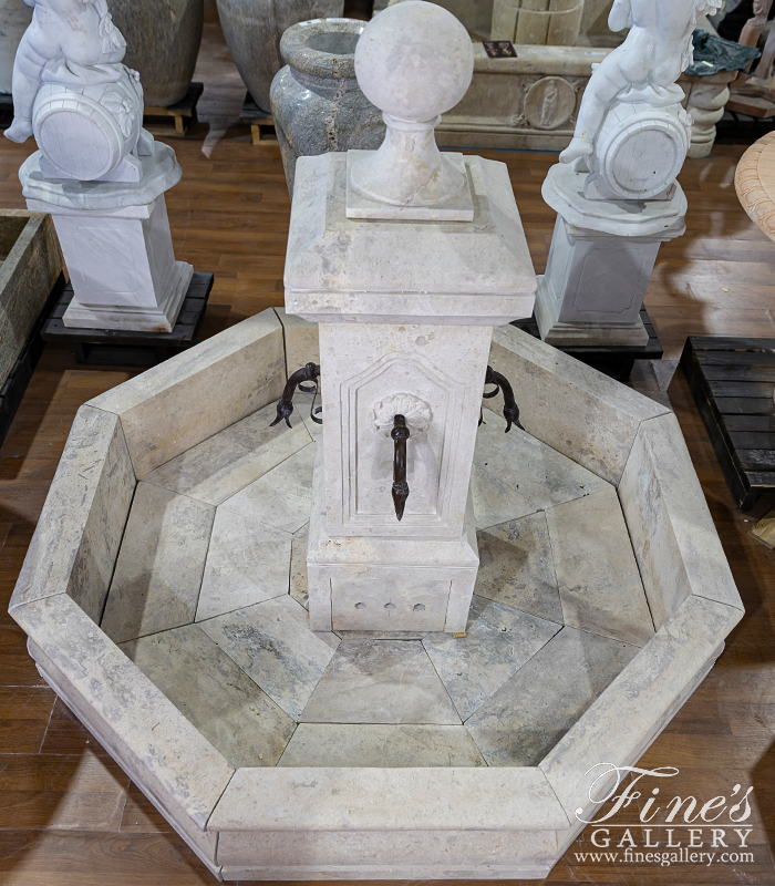 Marble Fountains  - French Country Single Post Fountain In Travertine - MF-2000