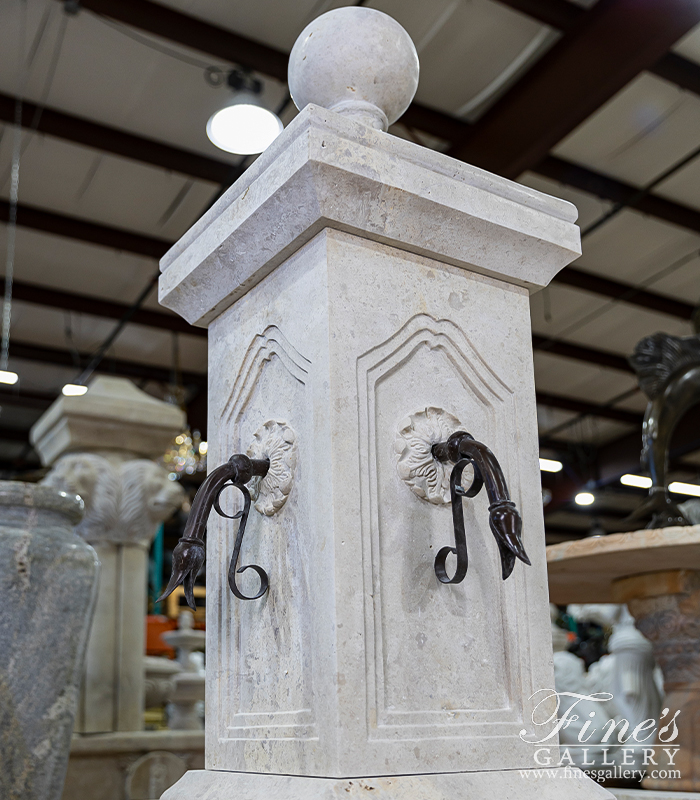 Marble Fountains  - French Country Single Post Fountain In Travertine - MF-2000