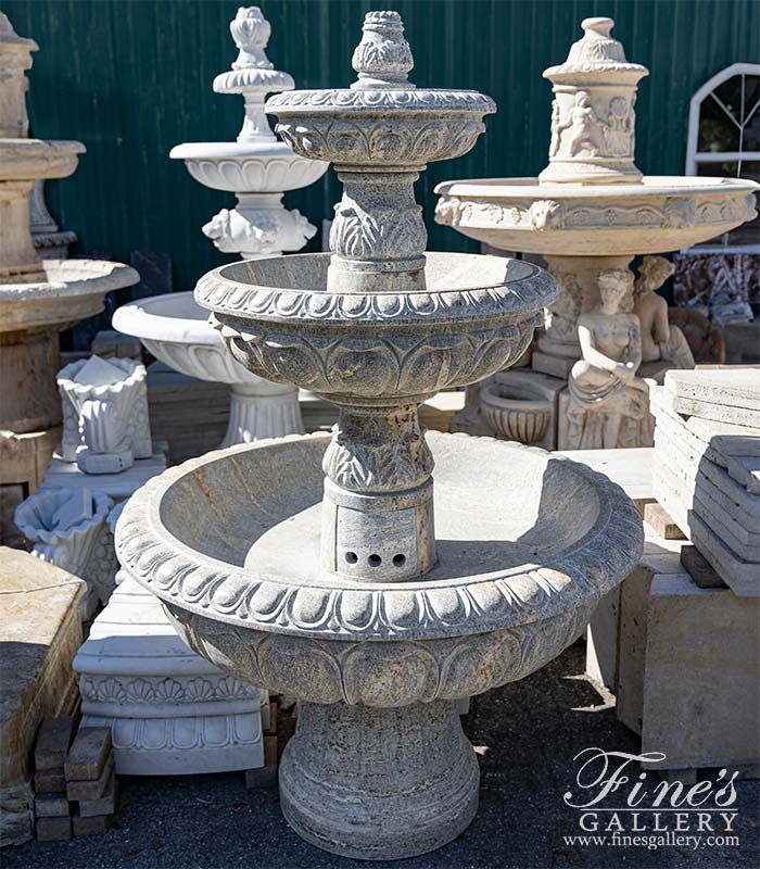 Marble Fountains  - Egg And Dart Style Fountain In Earth Toned Granite - MF-2020