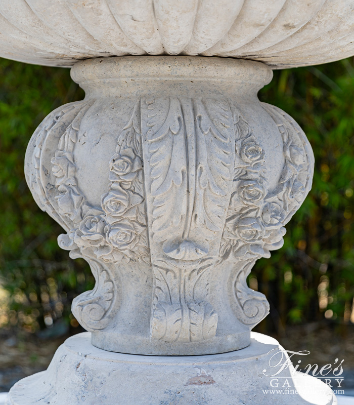 Marble Fountains  - A Rare Elaborate Tiered Fountain In Classic Light Travertine - MF-2098