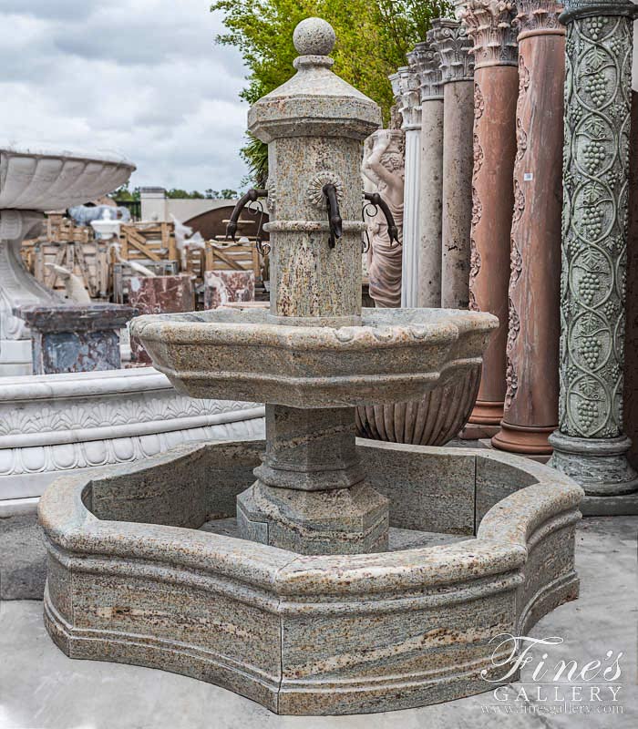 Marble Fountains  - Antique Griggio Granite Old World Fountain Feature - MF-2125