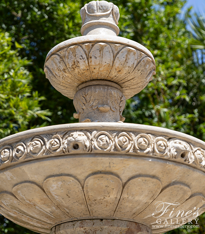 Marble Fountains  - Roman Ladies And Lions Fountain In Classic Light Travertine - MF-2151