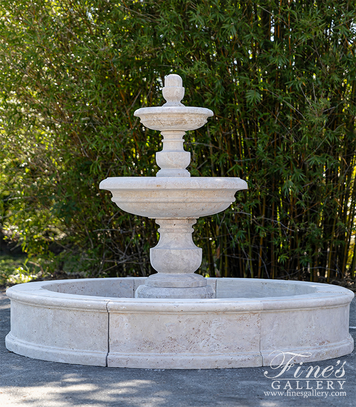 Marble Fountains  - Classic Contemporary Tiered Fountain In Light Travertine - MF-2159