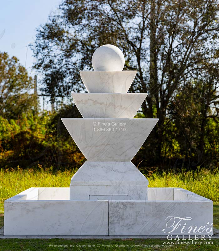 Marble Fountains  - A Contemporary Fountain In Statuary White Marble - MF-2166