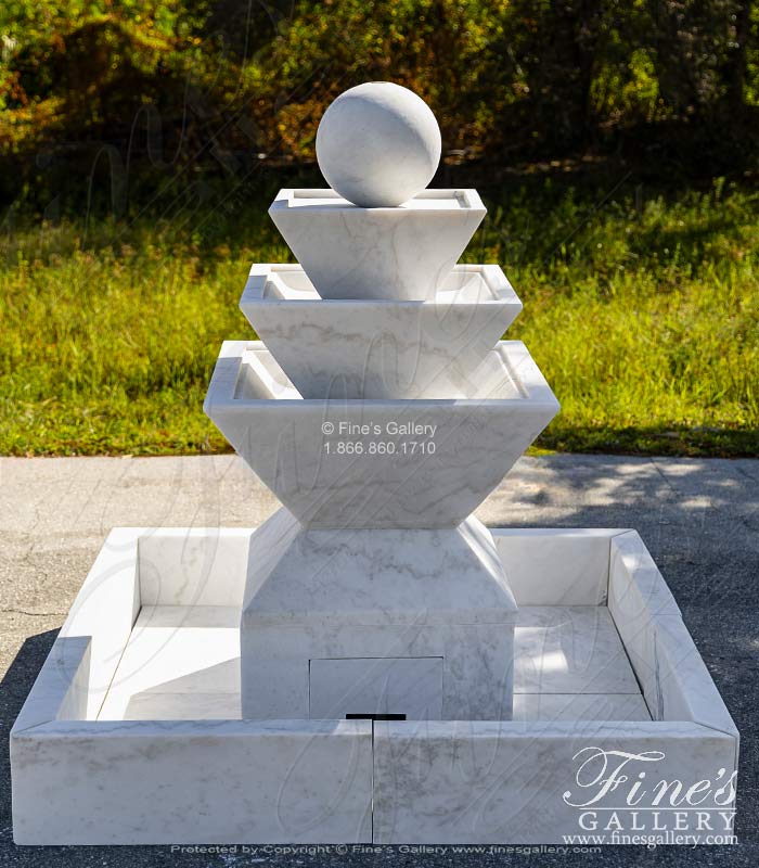 Marble Fountains  - A Contemporary Fountain In Statuary White Marble - MF-2166