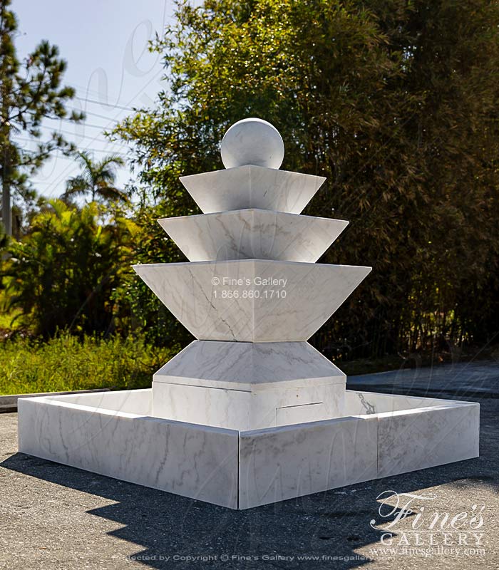 Marble Fountains  - A Contemporary Fountain In Statuary White Marble - MF-2166