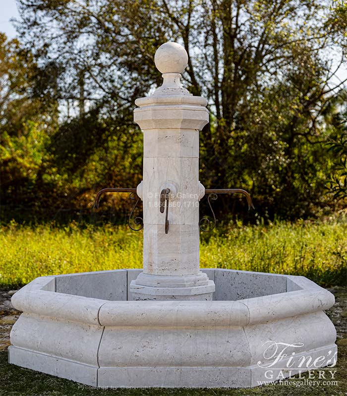 Marble Fountains  - Old World Style Countryside Fountain In Italian Roman Travertine - MF-2180