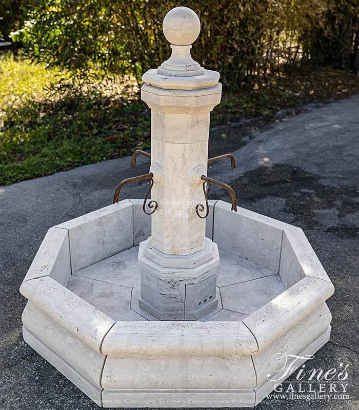 Marble Fountains  - Old World Style Countryside Fountain In Italian Roman Travertine - MF-2180