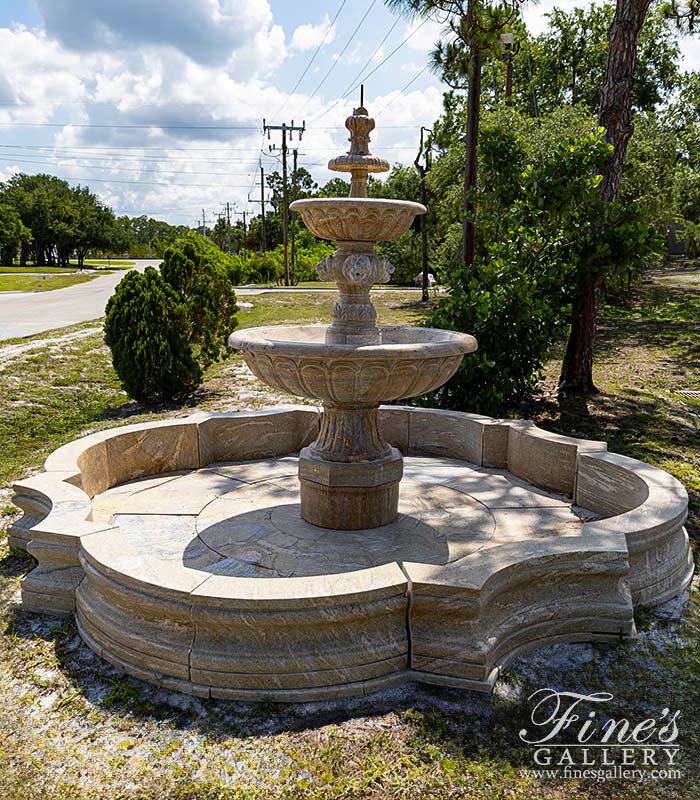 Marble Fountains  - Outstanding Lion Themed Fountain In Antique Gold Granite - MF-2336