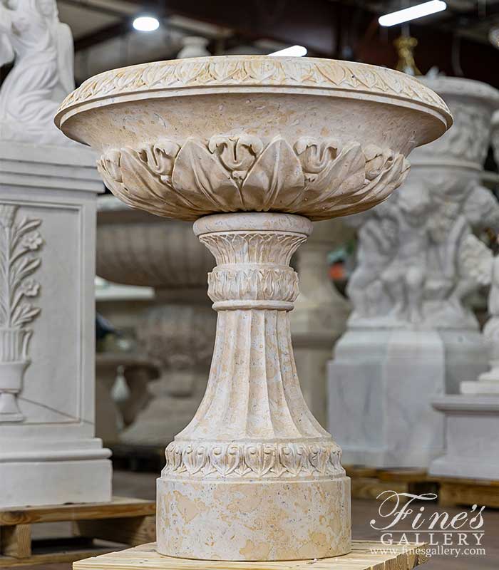 Marble Fountains  - Single Tiered Fountain In Limestone - MF-2342