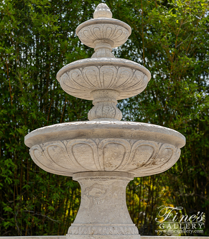 Marble Fountains  - Tiered Fountain In Classic Light Travertine - MF-2367