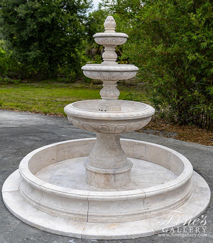 Marble Fountains  - Tiered Fountain In Classic Light Travertine - MF-2367