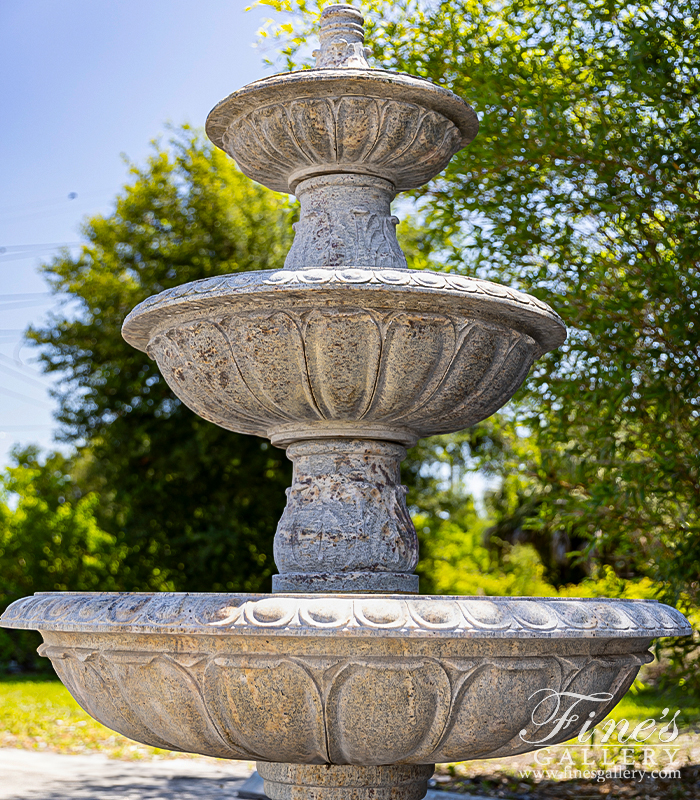 Marble Fountains  - Oversized Tiered Fountain In Solid Granite - MF-2369