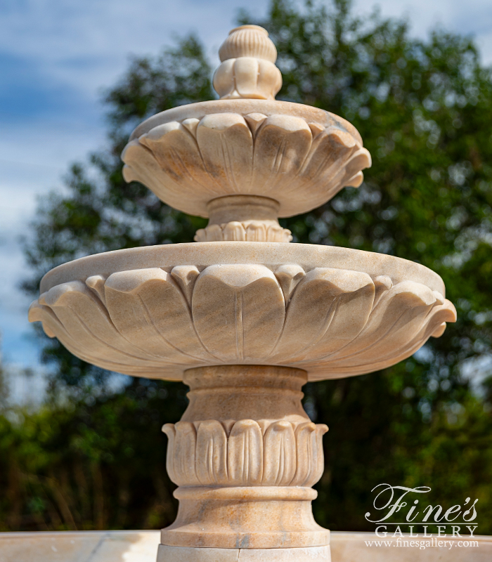 Marble Fountains  - Charming Tiered Fountain With Ornate Scrollwork In Rosetta Marble - MF-2378