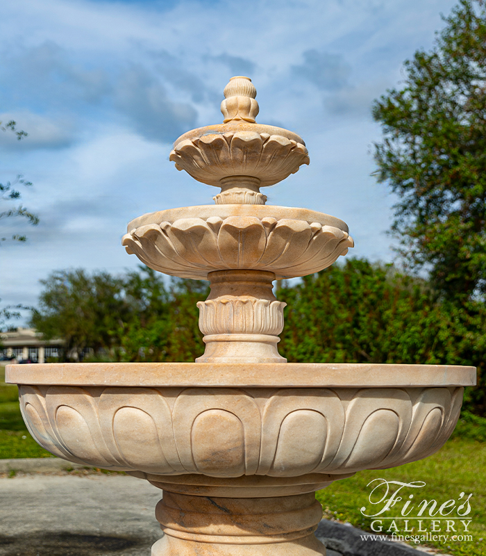 Marble Fountains  - Charming Tiered Fountain With Ornate Scrollwork In Rosetta Marble - MF-2378