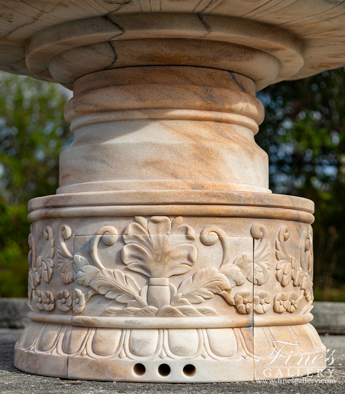 Marble Fountains  - Charming Tiered Fountain With Ornate Scrollwork In Rosetta Marble - MF-2378