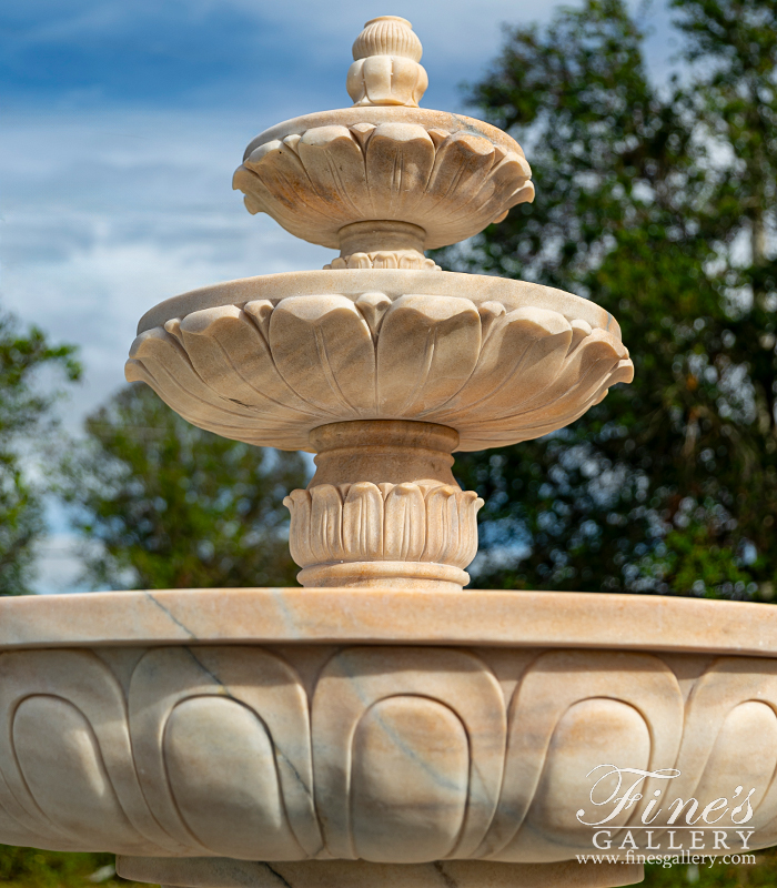 Marble Fountains  - Charming Tiered Fountain With Ornate Scrollwork In Rosetta Marble - MF-2378