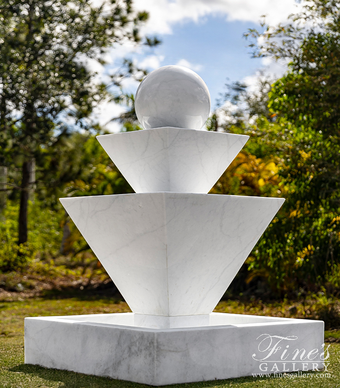 Marble Fountains  - Classic Contemporary Fountain In White Marble - MF-2379