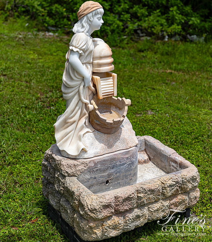 Marble Fountains  - Young Girl At Well In Marble - MF-2382